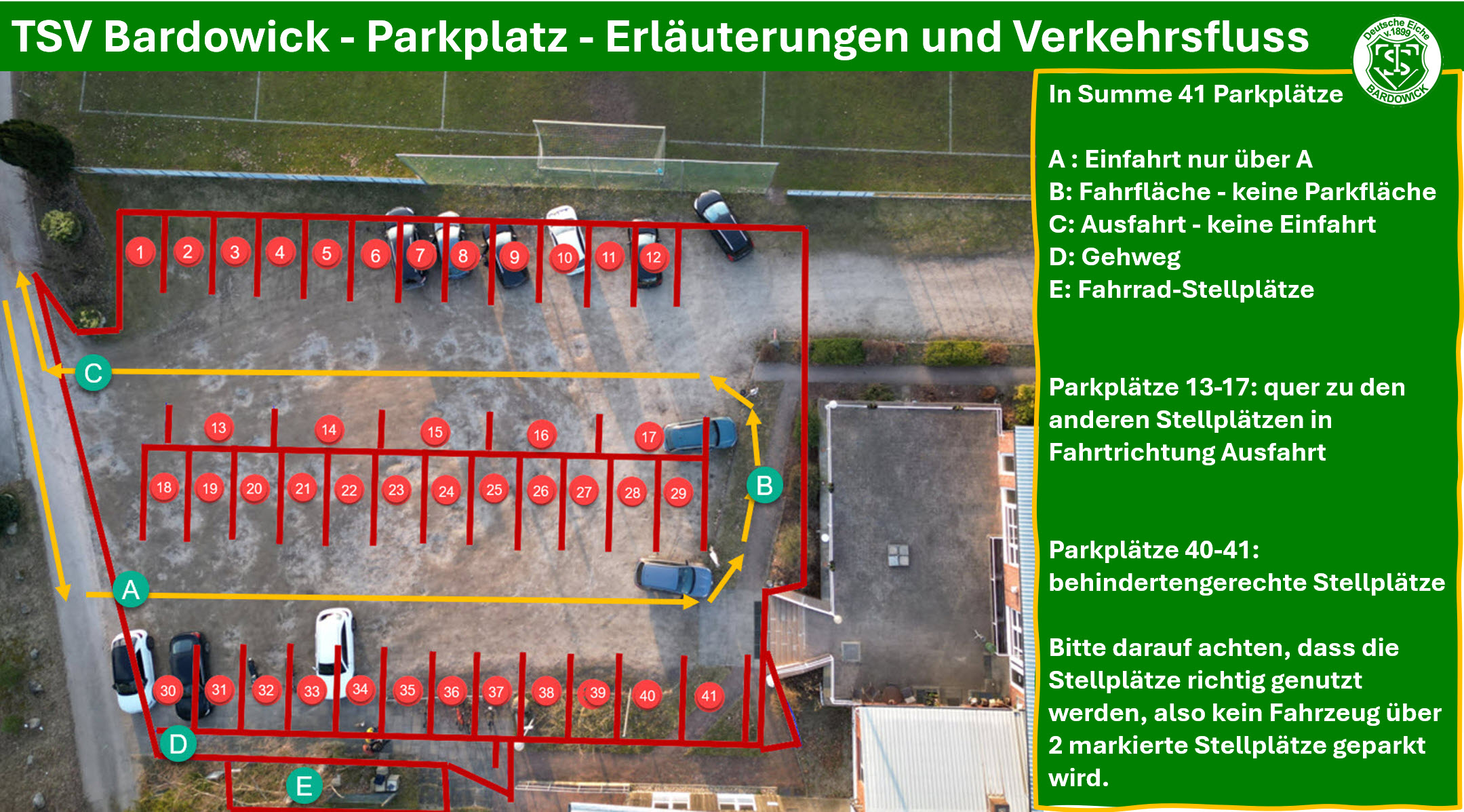 TSVBardowick Parkplatz Erlaeuterungen und Verkehrsfluss
